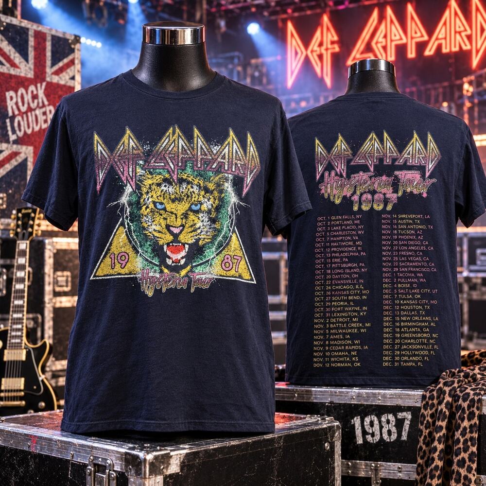 Def Leppard 1987 Hysteria Concert Tour T-Shirt Double Sided Original XL Womens